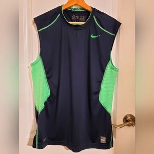 Nike Pro Combat Dri-Fit Fitted Sleeveless Shirt Large Black/Green